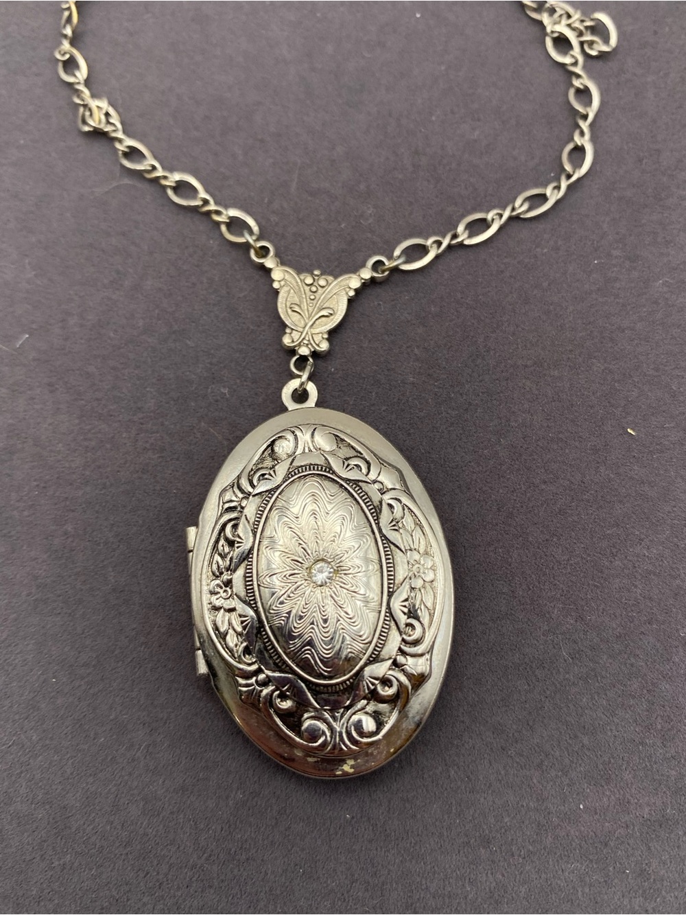 Vintage-Inspired 1928 Brand Silver Floral Locket Necklace - 16”